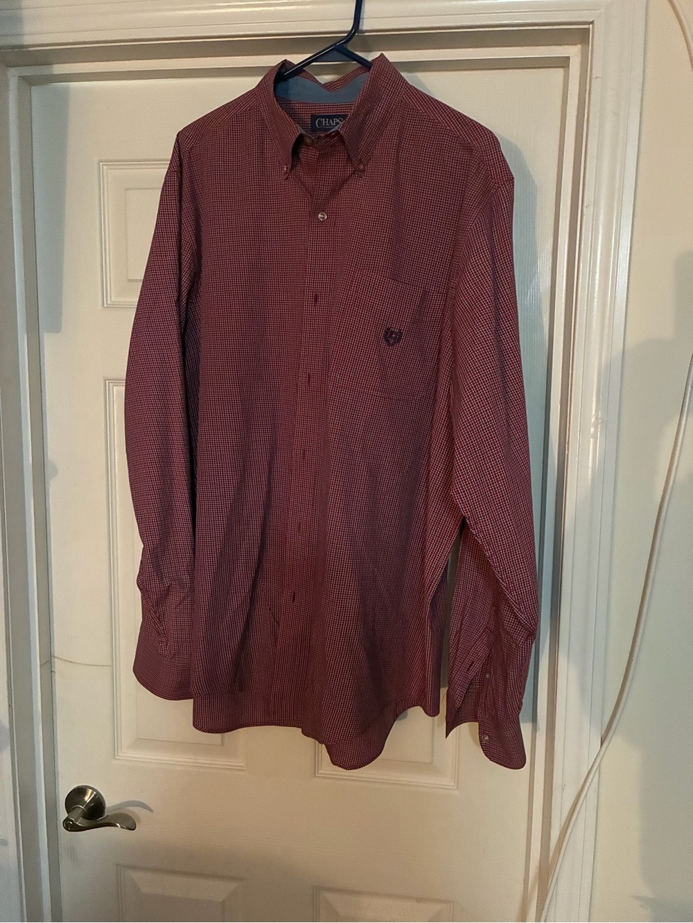 Chaps Men's Burgundy Micro-Check Button-Down Shirt